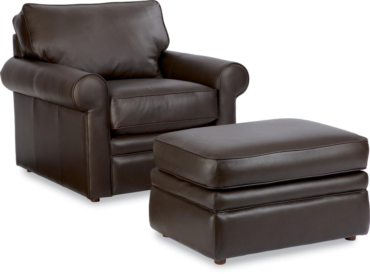 LaZBoy Collins 240494x1+230494x1 Chair with Rolled Arms & Ottoman Jordan's Home Furnishings